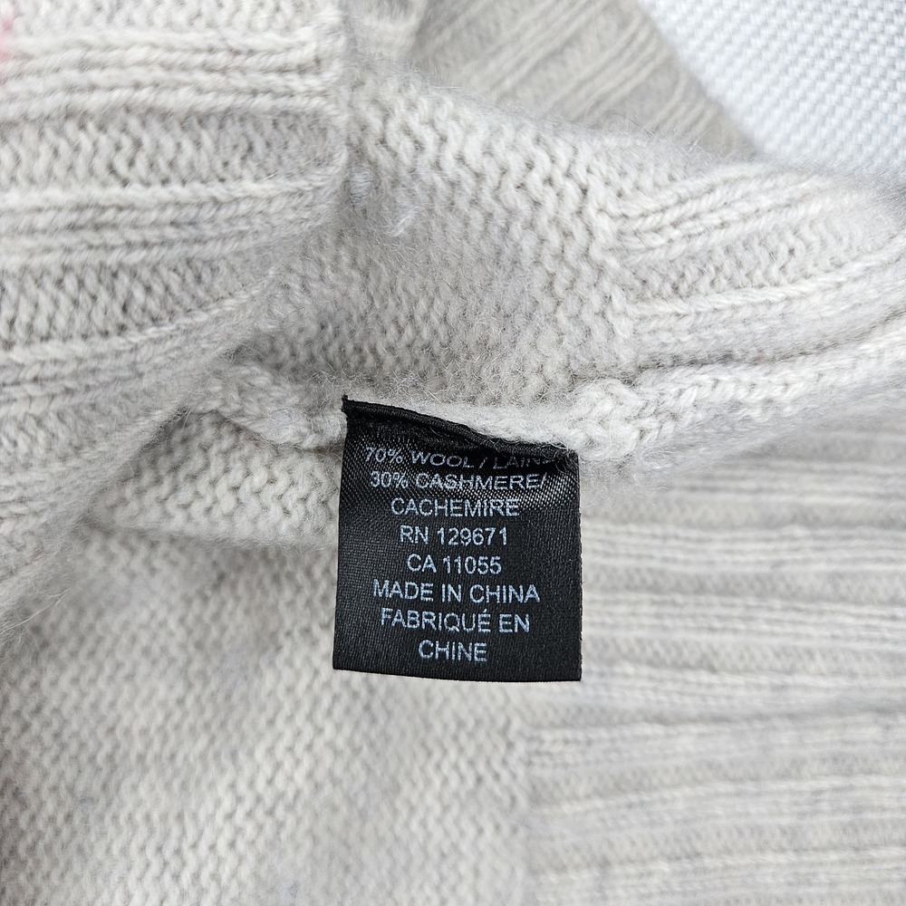 Skull Cashmere Sweater Womens Medium Gray With Beige Skull Wool Cashmere Blend - Picture 4 of 7